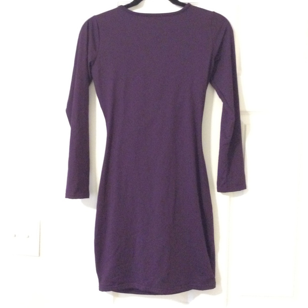 Fitted long sleeve halter back dress